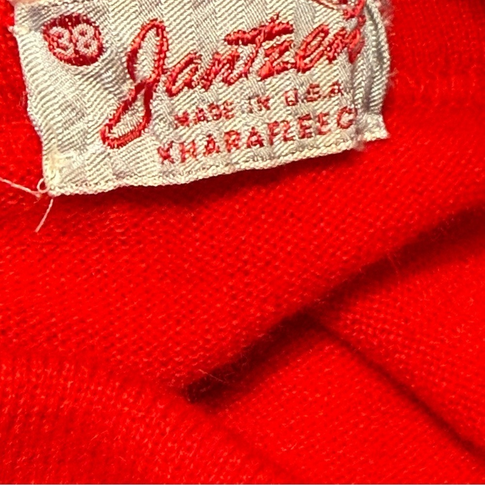 Jantzen Vintage Red Top Sweater Pullover Knit Mohair Alpaca Blend Size S - Picture 6 of 9